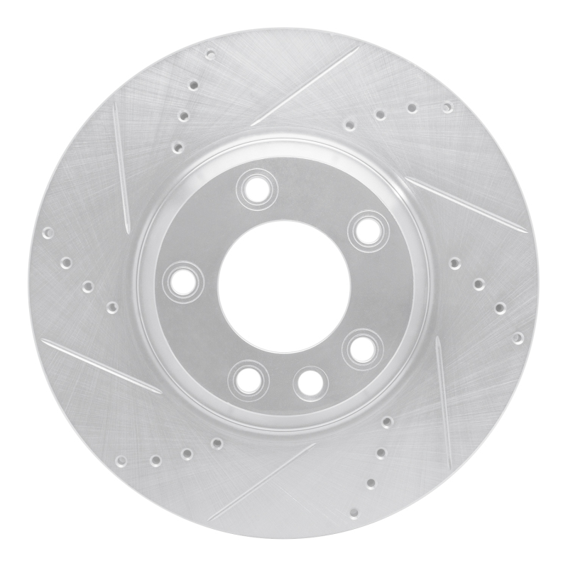 Audi Q7 Brake Rotor (1) - Right Front - R1 Concepts - Drilled & Slotted - Silver - `03-`15